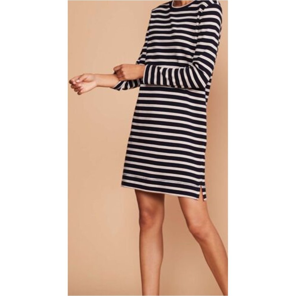 *NWT* Ann Taylor LOFT Lou & Grey Cotton Striped Shift Dress Moonlight Ivory